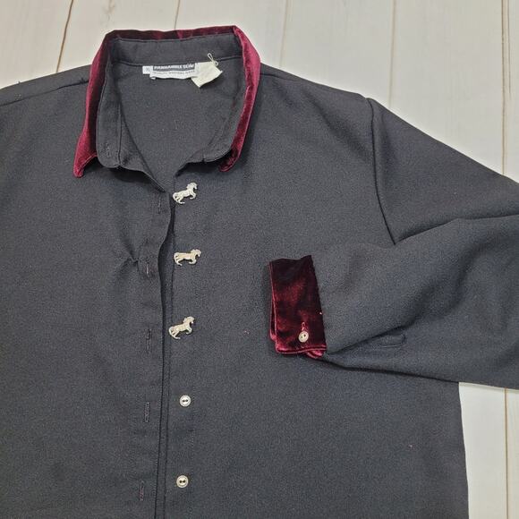 Vintage Panhandle slim horse equestrian button up top velvet - Picture 1 of 7
